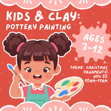 Kids & Clay: Paint Your Own Christmas Ornaments! (TUESDAY, 11/25) **THE COZY BOOKWYRM**