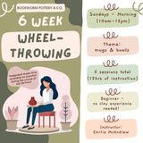 6-Week BEGINNER Pottery Wheel Series (SUNDAYS, 8/2-9/6)