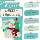 6-Week BEGINNER Pottery Wheel Series (MONDAYS, 3/9-4/13)